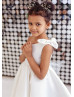 One Shoulder Ivory Satin Peek-A-Boo Tulle Flower Girl Dress